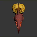 Vibrant 3D Beetle Model With Red Mandibles And Yellow Patterned Body