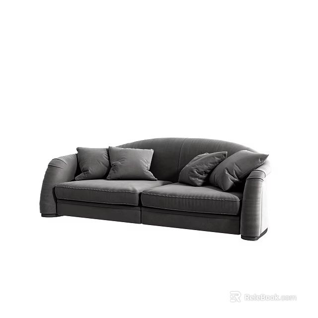Modern Gray Two Seater Sofa With Soft Fabric Upholstery And Plush Decorative Cushions 3d model 