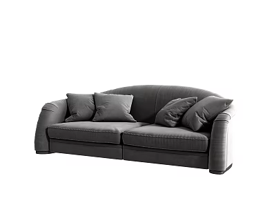 Modern Gray Two Seater Sofa With Soft Fabric Upholstery And Plush Decorative Cushions 3d model