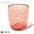 Stylish pink transparent glass cup with small bubble patterns on smooth surface