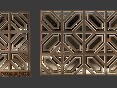 Modern Geometric Pattern Metal Partition With Hollow Out Design And Decorative Frame 3d model