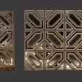 Modern Geometric Pattern Metal Partition With Hollow Out Design And Decorative Frame 3d model