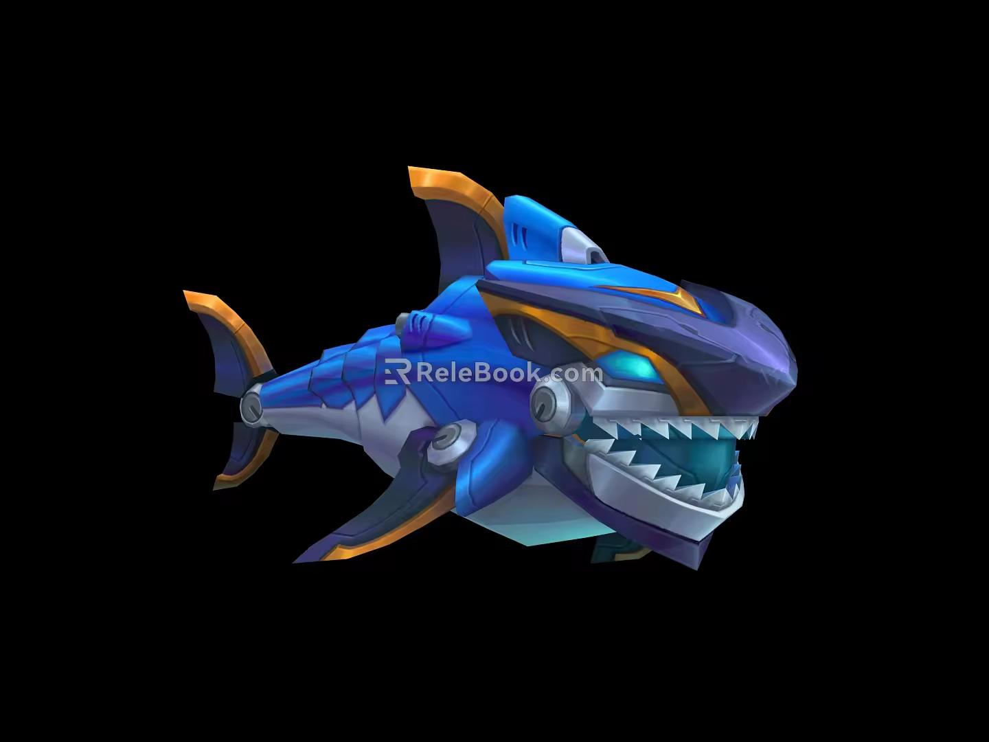 Modern game character mechanical fish 3d model
