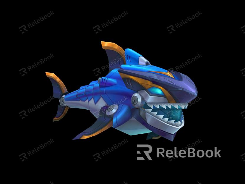 Modern game character mechanical fish model