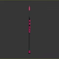 Black And Pink Spear Weapon Featuring Star Decorations Circular Design And Glowing Trail