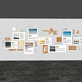 Modern Display Wall Featuring Multiple Boards Pictures Text Wood And Metal Decor