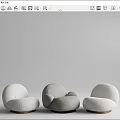 Modern Single Sofa With Round Design Plush Cushion And Wooden Base In Neutral Tones