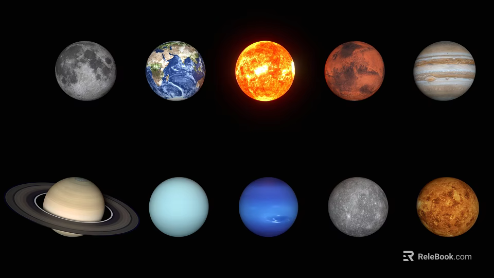Cosmic View Of Solar System Planets With Sun Earth Mars Jupiter Saturn And More 3d model 