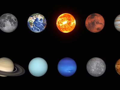 Cosmic View Of Solar System Planets With Sun Earth Mars Jupiter Saturn And More 3d model