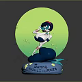 Character With Blue And Pink Hair On Cloud Base Water Droplets Stars Sunny Sonnyshine