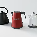 Different Colored Electric Kettles Samsung Red Midea White and Black Household Appliances
