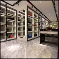 Modern Bag Boutique Interior With Colorful Bags Shelves And Green Plants
