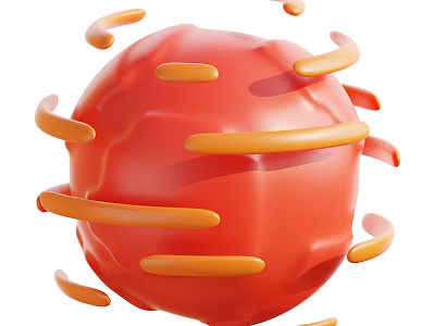 Artistic Modern Red Spherical Decorative Ornament Set With Orange Curved Accents 3d model