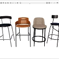 Modern Bar Stools With Various Designs And Metal Frames For Kitchen Bar Use 3d model