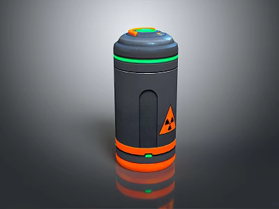 Daily Electrical Appliance With Cylindrical Shape Orange Green Accents And Radioactive Symbol Design 3d model