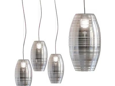 Modern Striped Pendant Lights In Hanging Design With Illuminated Oval Shape 3d model