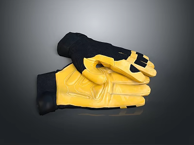 Yellow And Black Protective Gloves With Non Slip Design For Daily Life Use 3d model