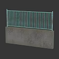 Sturdy Metal Fence With Vertical Bars On Cracked Concrete Base With Texture