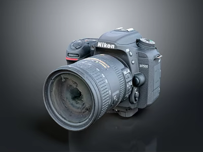Nikon Digital SLR Camera With Large Zoom Lens And Black Body Design 3d model