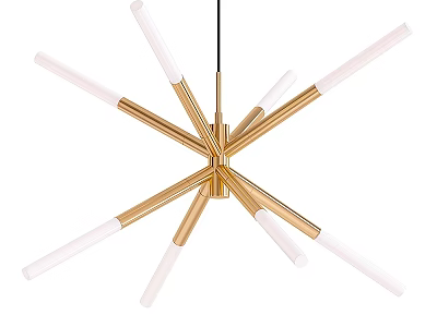Modern Gold Multi Arm Chandelier With White Light Tubes Design 3d model
