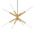 Modern Gold Multi Arm Chandelier With White Light Tubes Design 3d model