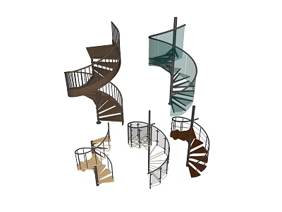 Spiral Staircase Ideas For Modern Interiors With Varied Railing And Step Designs 3d model