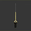 Decorative Knife Featuring Textured Metal Blade Golden Handle Dark Grip And Colorful Accents