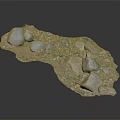 Realistic Detailed Irregular Terrain Model With Stones And Gravel Textured Surface