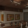 Cozy Bar Featuring Wooden Awning Glass Facade Interior Lighting And Beer Keg