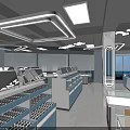 Modern Specialty Store Interior With Display Counters And Elegant Lighting Fixtures 3d model