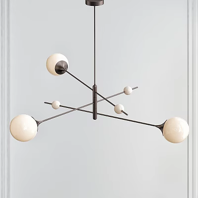 Modern Chandelier With Spherical Globes And Metal Frame For Interior Decoration 3d model