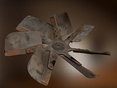 Rusty Metal Blades of Vintage Air Conditioner Fan with Industrial Design 3d model