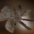 Rusty Metal Blades of Vintage Air Conditioner Fan with Industrial Design