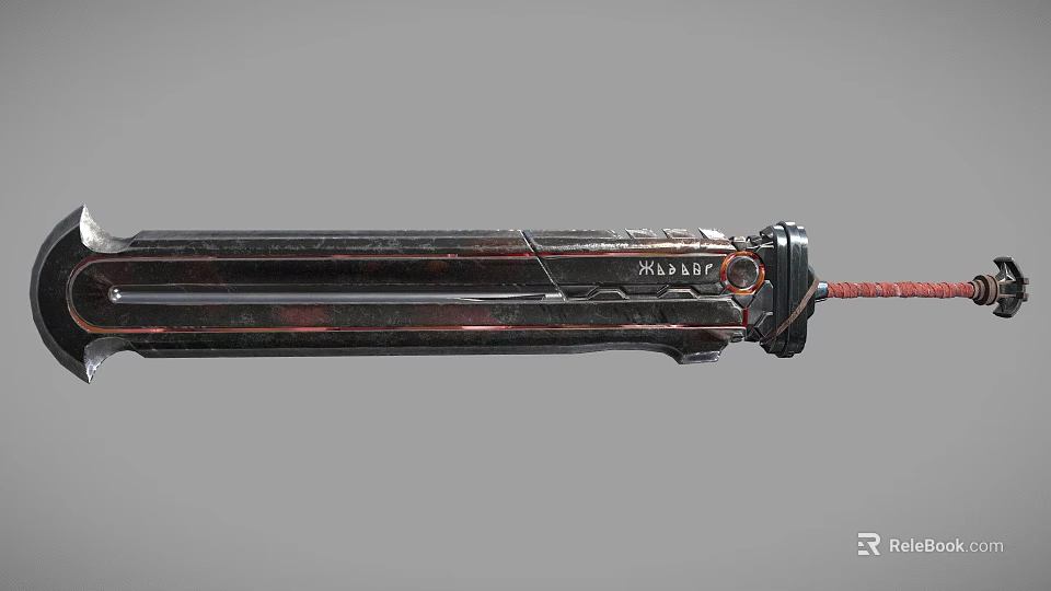 Detailed Metal Sword With Red Rope Handle And Sleek Blade Craftsmanship Design 3d model 
