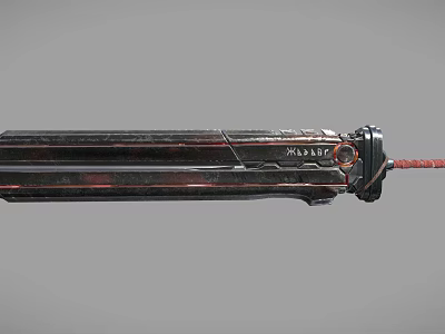 Detailed Metal Sword With Red Rope Handle And Sleek Blade Craftsmanship Design 3d model