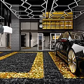 Professional Car Maintenance Service Garage With Vehicle In Service Bay And Building Exterior