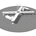 Modern Office Desk Arrangement With Circular Layout Central Column And Chairs Around