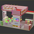 SEIJATIME Exhibition Booth Design With Red White Structure Tables Chairs And Display Screen