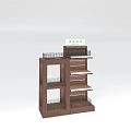 Gray And Brown Multi Tier Display Shelves With Hooks For Retail 3d model