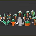 Pixel Style Game Weapons With Various Carrot Green Leaves And White Block Shapes