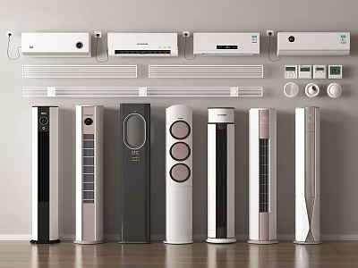 Modern Air Conditioner Fan Collection With Wall Mounted And Floor Standing Designs 3d model