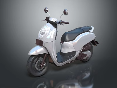 Silver Sleek Modern Motor Scooter With Black Seat And Rearview Mirrors 3d model