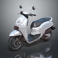 Silver Sleek Modern Motor Scooter With Black Seat And Rearview Mirrors