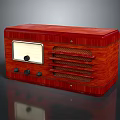 Classic Vintage Red Wooden Texture Audio Speaker Radio Design With Knobs 3d model