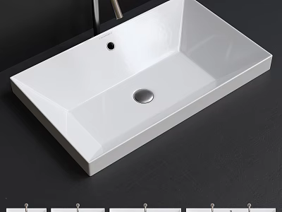Modern White Ceramic Rectangular Above Counter Basin With Minimalist Sleek Surface Design 3d model