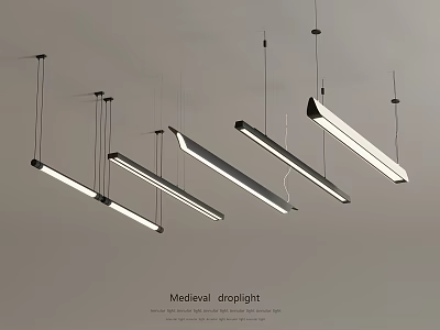 Medieval Droplight Design With Multiple Hanging Pendant Lights On Ceiling 3d model