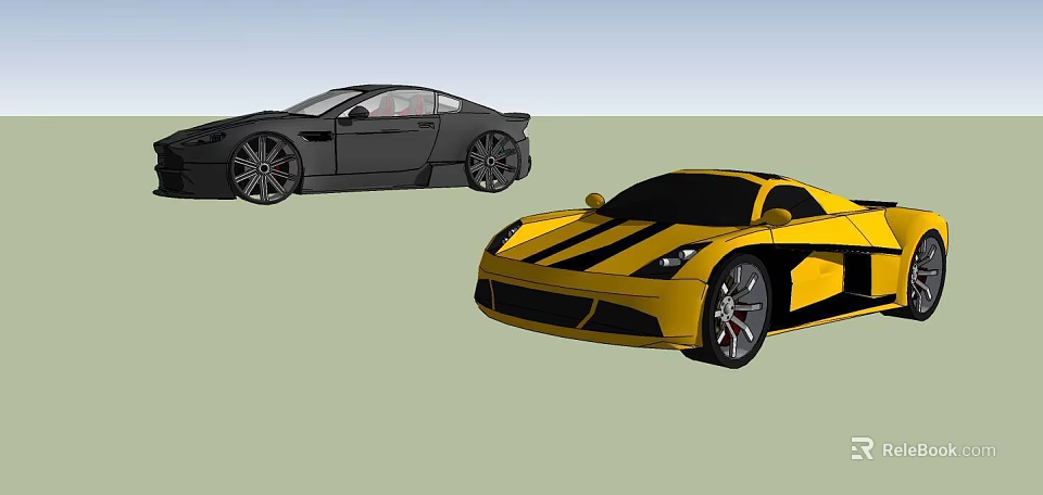 Black and Yellow Striped Sports Cars with Sleek Design and Stylish Exterior 3d model 