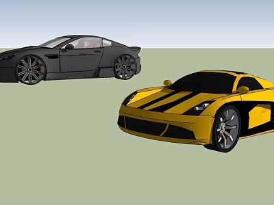 Black and Yellow Striped Sports Cars with Sleek Design and Stylish Exterior 3d model