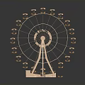 Golden Ferris Wheel Architectural Structure With Exquisite Cabins And Metal Frame