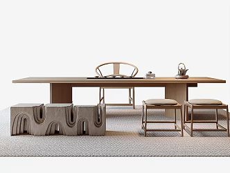 New Chinese Tea Table and Chair Tea Table 3d model